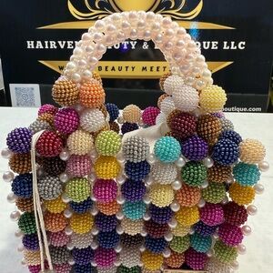 Handmade Multicolor Beaded Women's Top-Handle Bag